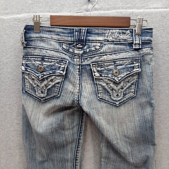 Hydraulic Bailey Straight Leg Heavy Stitch Stretch CROP Jeans Women's Size 3/4 - Picture 6 of 7